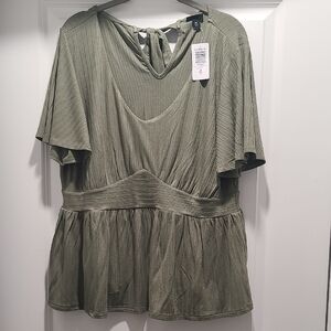 Torrid Ribbed V-neck Babydoll Top